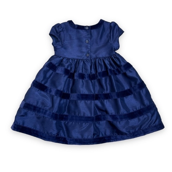 GYMBOREE Cherished Traditions Blue Holiday Velvet Bow Dress 12-18 Months - Picture 2 of 5